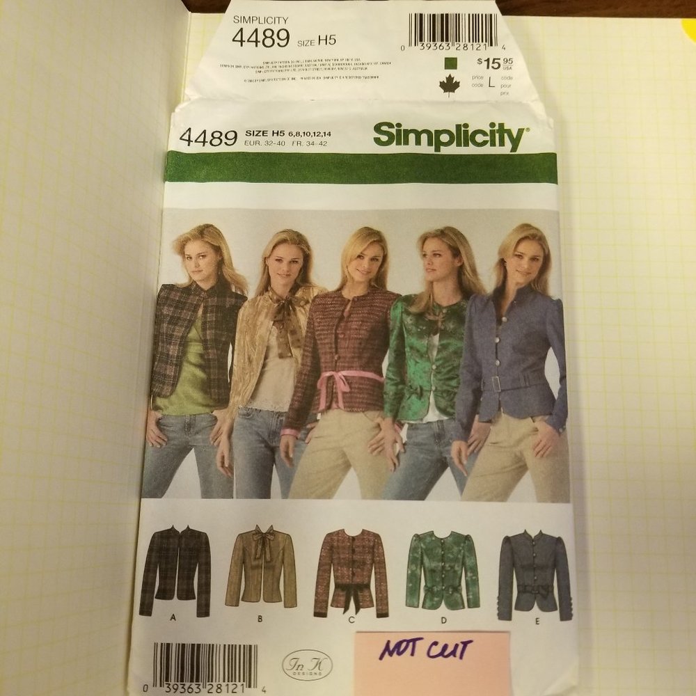 ✅4489 Simplicity Misses' Jackets Uncut and Fact Sz